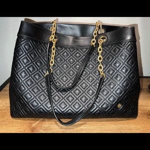 Tory Burch black quilted hand bag